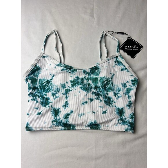 Zaful Other - NWT Zaful Forever Young White Green Tie Dye Crop Tank Top Size 4. LRC7-1